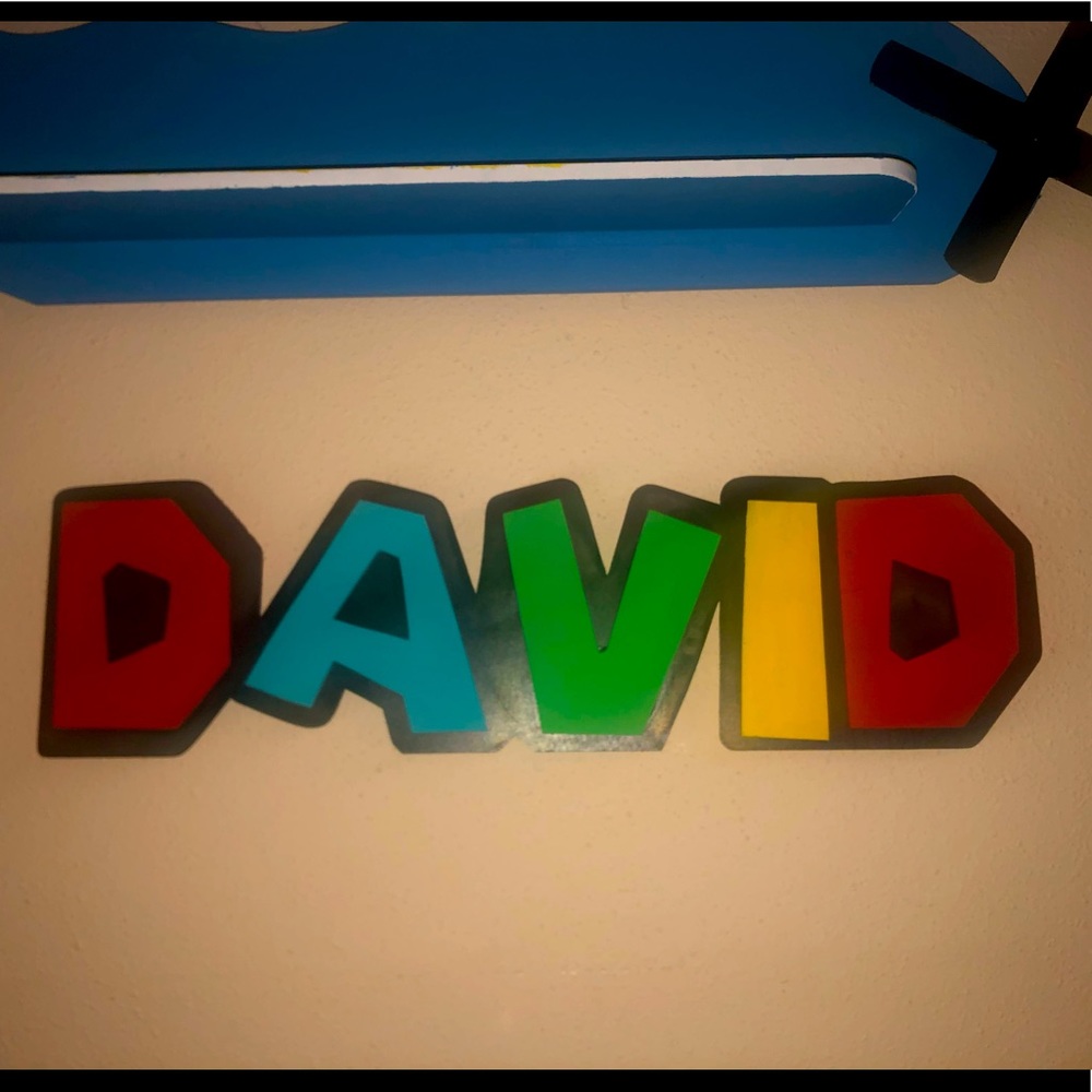 Wooden personalized names Mario font